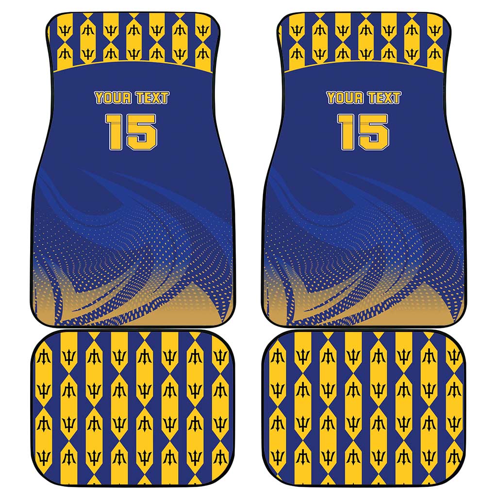 Custom Barbados Pride Cricket Car Mats Dwarf Poinciana Flower Sporty Style - Wonder Print Shop