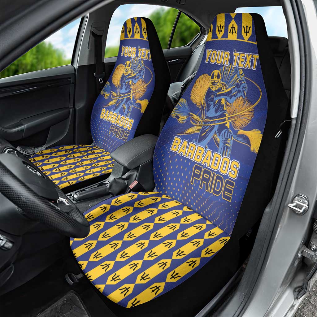 Custom Barbados Pride Cricket Car Seat Cover Dwarf Poinciana Flower Sporty Style - Wonder Print Shop