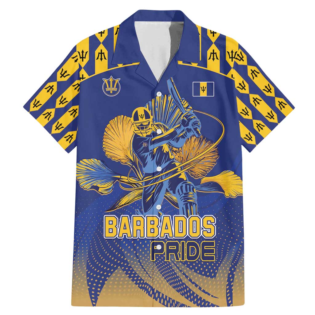 Custom Barbados Pride Cricket Family Matching Mermaid Dress and Hawaiian Shirt Dwarf Poinciana Flower Sporty Style - Wonder Print Shop