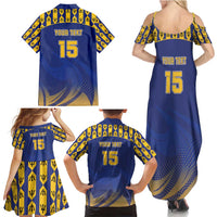 Custom Barbados Pride Cricket Family Matching Summer Maxi Dress and Hawaiian Shirt Dwarf Poinciana Flower Sporty Style - Wonder Print Shop