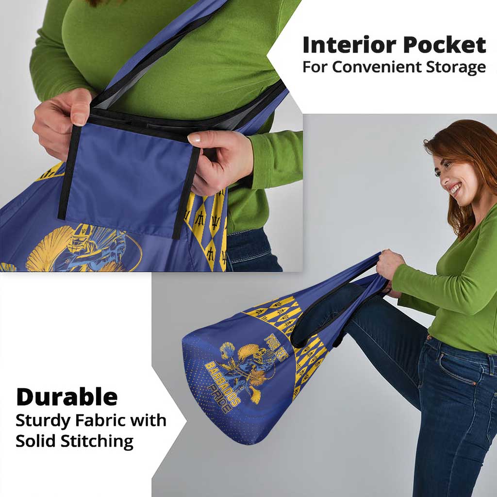 Custom Barbados Pride Cricket Grocery Bag Dwarf Poinciana Flower Sporty Style