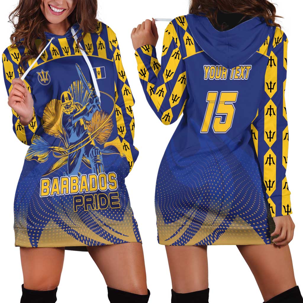 Custom Barbados Pride Cricket Hoodie Dress Dwarf Poinciana Flower Sporty Style - Wonder Print Shop
