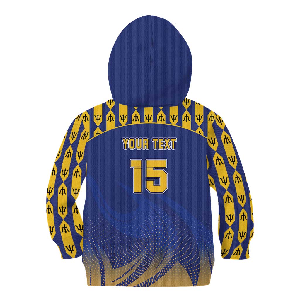 Custom Barbados Pride Cricket Kid Hoodie Dwarf Poinciana Flower Sporty Style - Wonder Print Shop