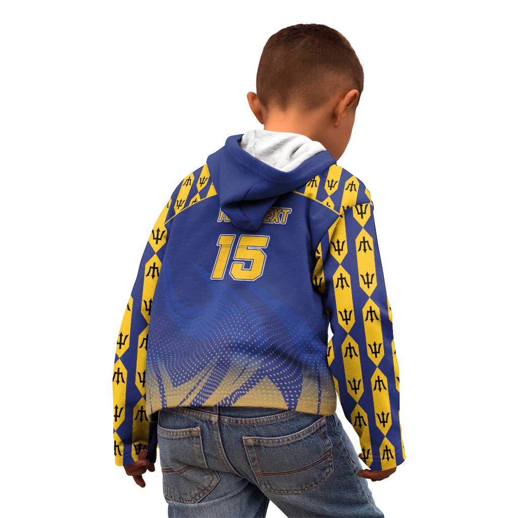 Custom Barbados Pride Cricket Kid Hoodie Dwarf Poinciana Flower Sporty Style - Wonder Print Shop