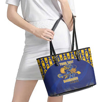 Custom Barbados Pride Cricket Leather Tote Bag Dwarf Poinciana Flower Sporty Style - Wonder Print Shop