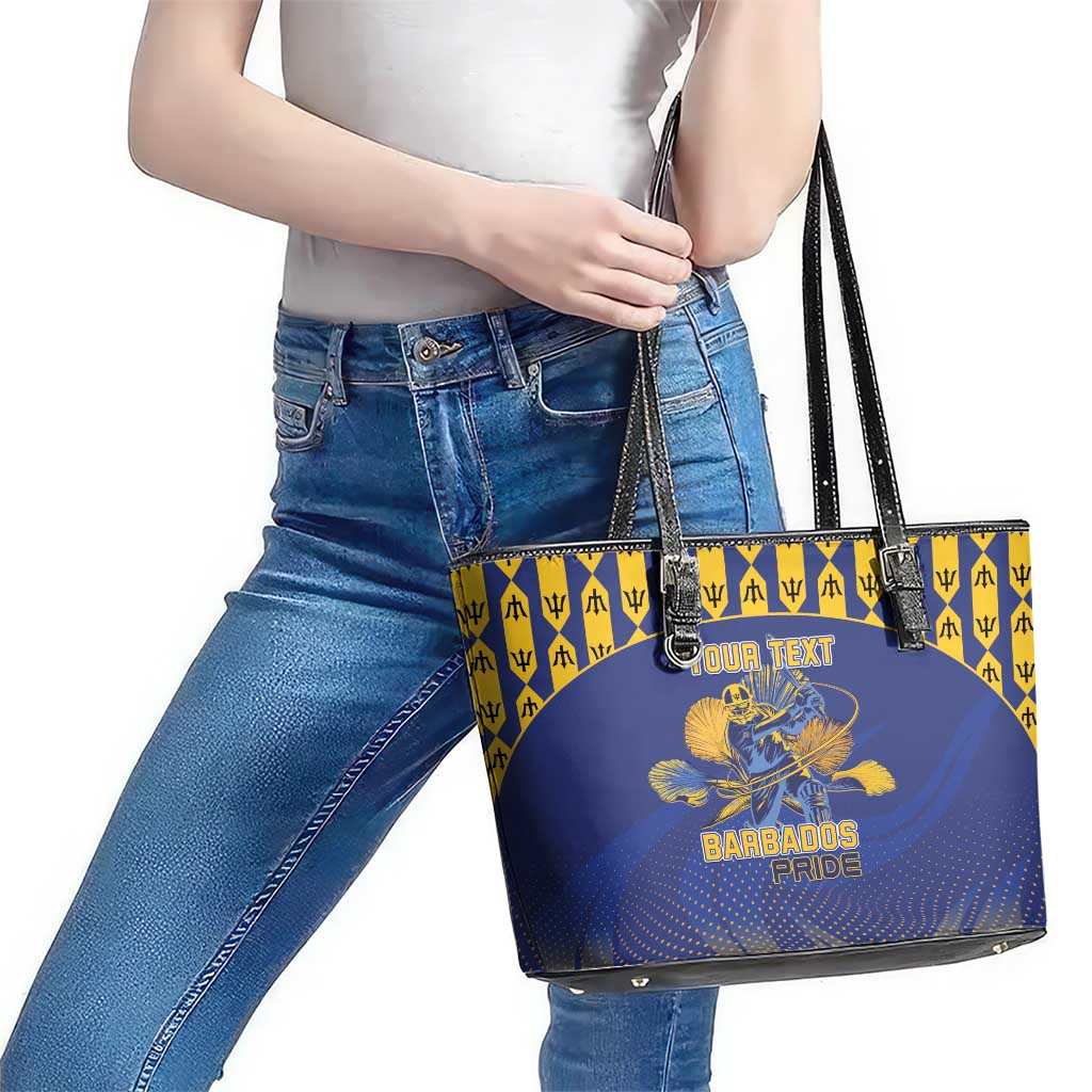 Custom Barbados Pride Cricket Leather Tote Bag Dwarf Poinciana Flower Sporty Style - Wonder Print Shop