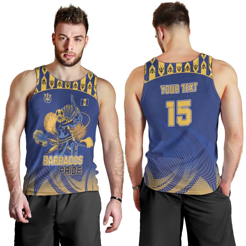 Custom Barbados Pride Cricket Men Tank Top Dwarf Poinciana Flower Sporty Style - Wonder Print Shop