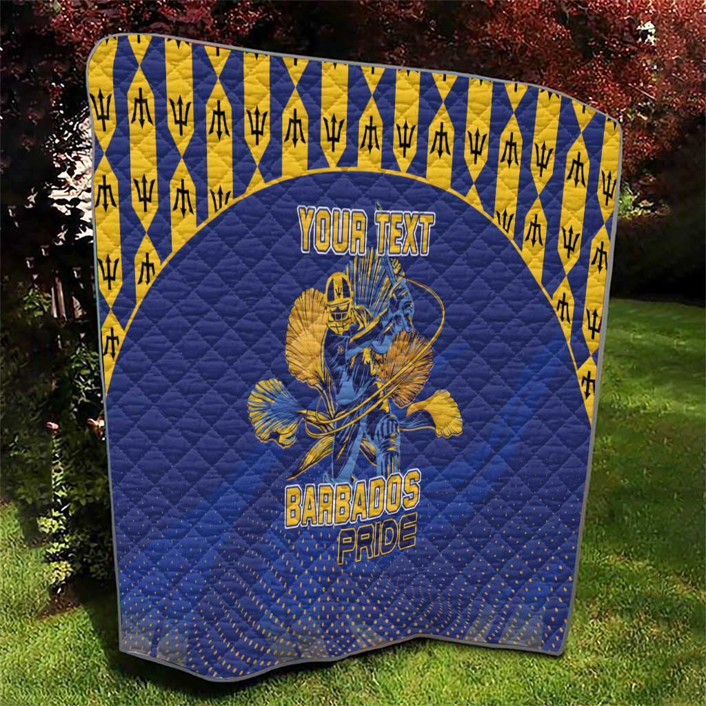 Custom Barbados Pride Cricket Quilt Dwarf Poinciana Flower Sporty Style - Wonder Print Shop