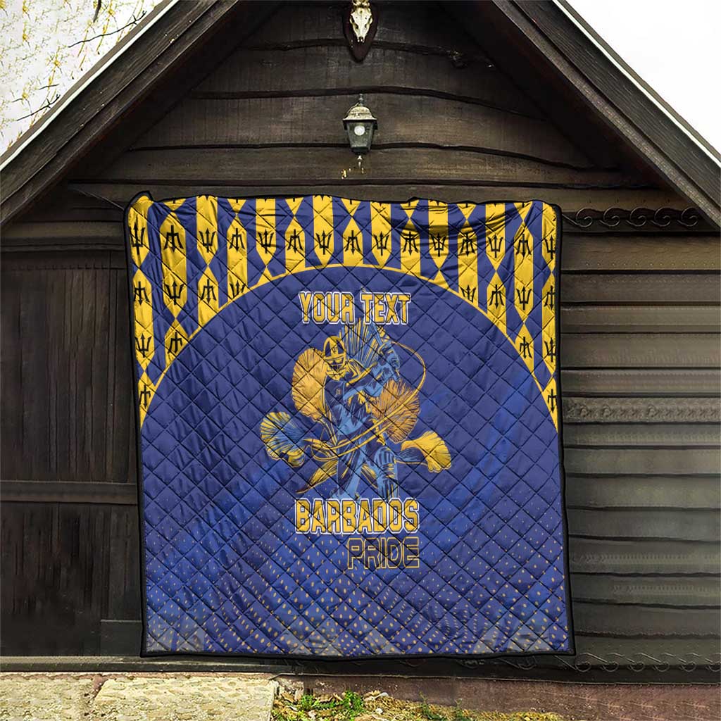 Custom Barbados Pride Cricket Quilt Dwarf Poinciana Flower Sporty Style - Wonder Print Shop