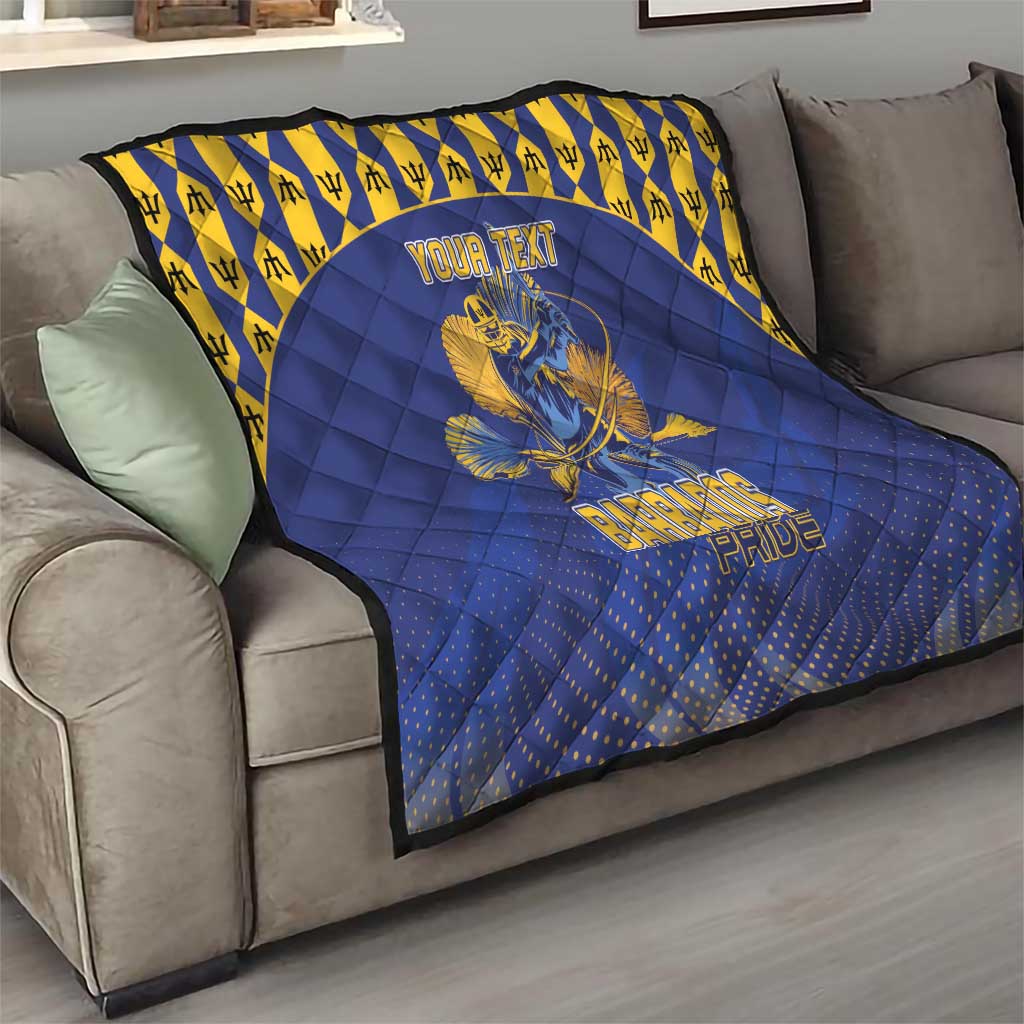 Custom Barbados Pride Cricket Quilt Dwarf Poinciana Flower Sporty Style - Wonder Print Shop