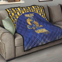 Custom Barbados Pride Cricket Quilt Dwarf Poinciana Flower Sporty Style - Wonder Print Shop