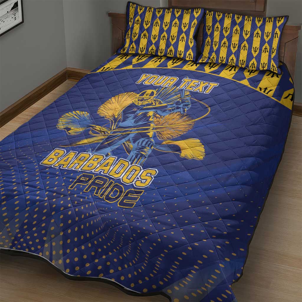 Custom Barbados Pride Cricket Quilt Bed Set Dwarf Poinciana Flower Sporty Style - Wonder Print Shop