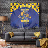 Custom Barbados Pride Cricket Tapestry Dwarf Poinciana Flower Sporty Style - Wonder Print Shop