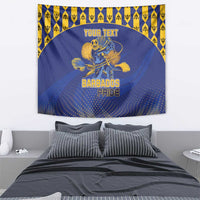 Custom Barbados Pride Cricket Tapestry Dwarf Poinciana Flower Sporty Style - Wonder Print Shop