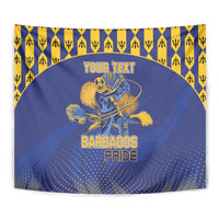 Custom Barbados Pride Cricket Tapestry Dwarf Poinciana Flower Sporty Style - Wonder Print Shop
