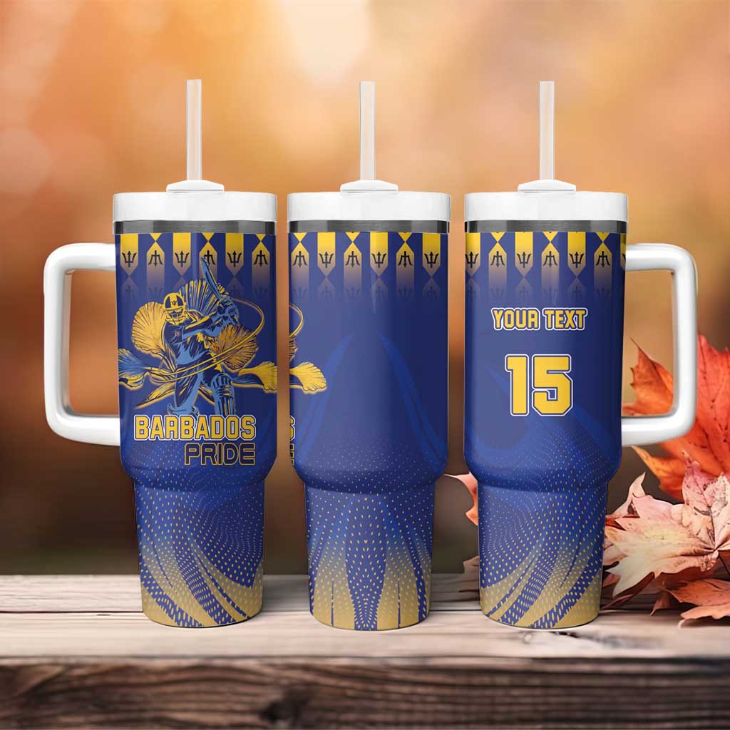 Custom Barbados Cricket Tumbler With Handle Dwarf Poinciana Flower Sporty Style - Wonder Print Shop