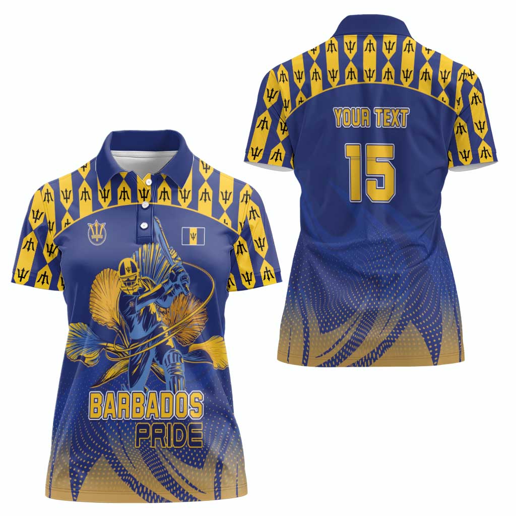 Custom Barbados Pride Cricket Women Polo Shirt Dwarf Poinciana Flower Sporty Style - Wonder Print Shop