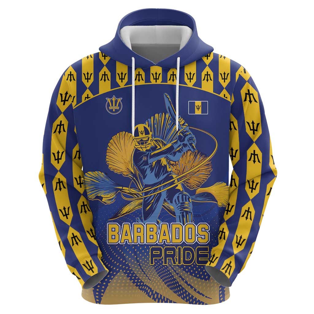Custom Barbados Pride Cricket Zip Hoodie Dwarf Poinciana Flower Sporty Style - Wonder Print Shop