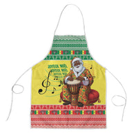 Senegal Christmas Apron Black Santa Playing Djembe Drum - Wonder Print Shop
