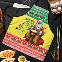 Senegal Christmas Apron Black Santa Playing Djembe Drum - Wonder Print Shop
