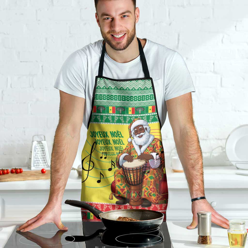 Senegal Christmas Apron Black Santa Playing Djembe Drum - Wonder Print Shop