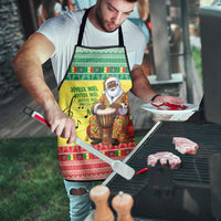 Senegal Christmas Apron Black Santa Playing Djembe Drum - Wonder Print Shop