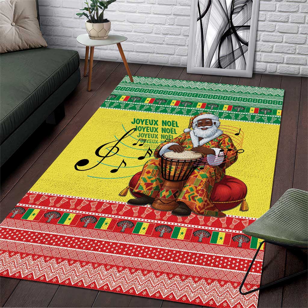 Senegal Christmas Area Rug Black Santa Playing Djembe Drum - Wonder Print Shop