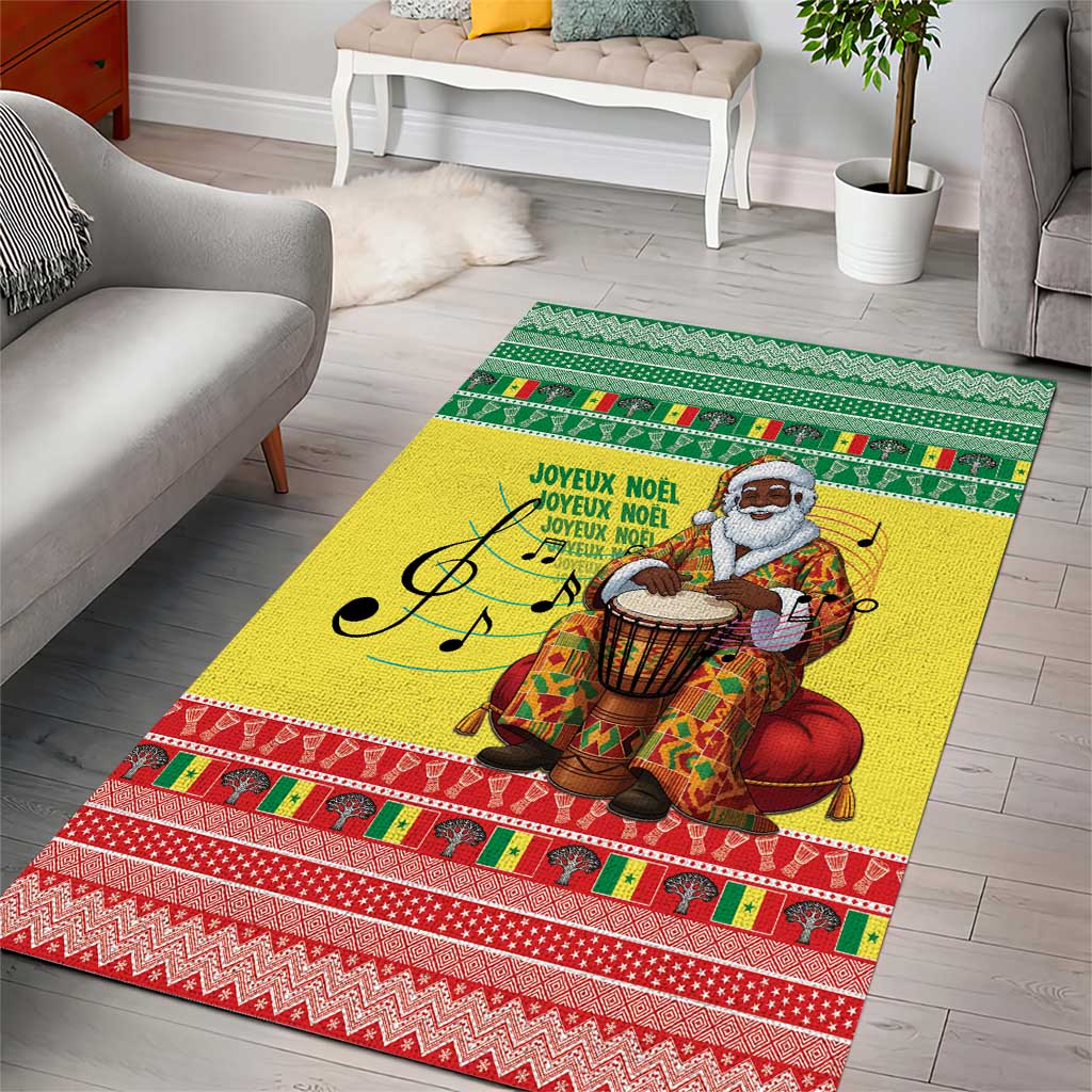 Senegal Christmas Area Rug Black Santa Playing Djembe Drum - Wonder Print Shop