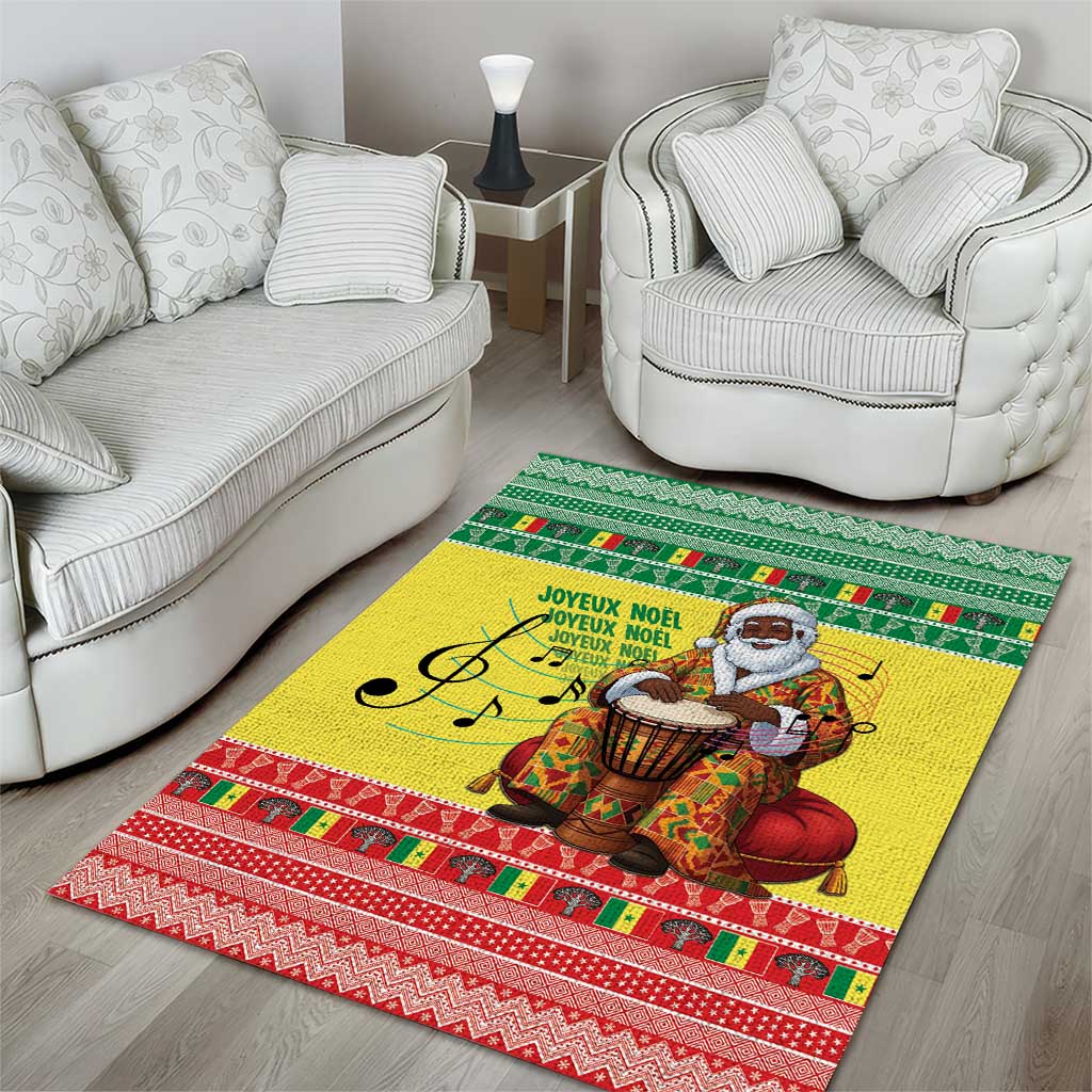 Senegal Christmas Area Rug Black Santa Playing Djembe Drum - Wonder Print Shop