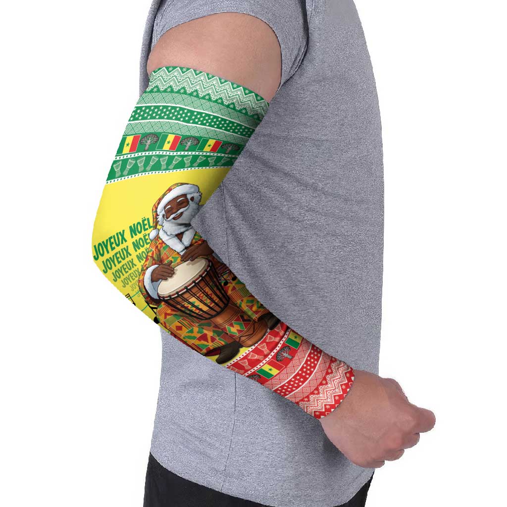 Senegal Christmas Arm Sleeves Black Santa Playing Djembe Drum - Wonder Print Shop