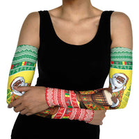 Senegal Christmas Arm Sleeves Black Santa Playing Djembe Drum - Wonder Print Shop