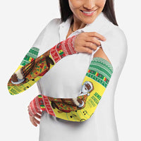 Senegal Christmas Arm Sleeves Black Santa Playing Djembe Drum - Wonder Print Shop