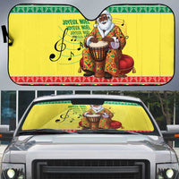 Senegal Christmas Auto Sun Shade Black Santa Playing Djembe Drum - Wonder Print Shop