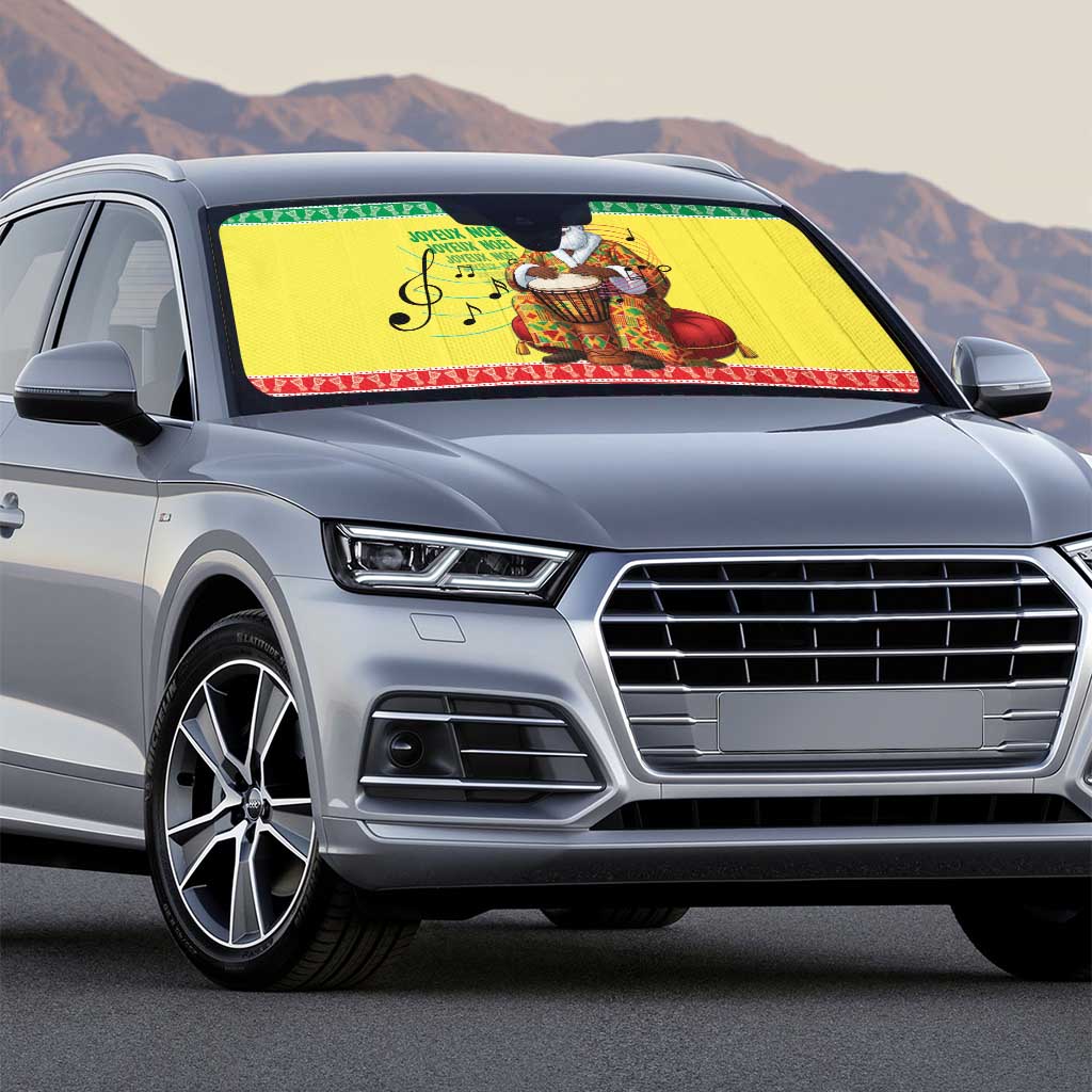 Senegal Christmas Auto Sun Shade Black Santa Playing Djembe Drum - Wonder Print Shop