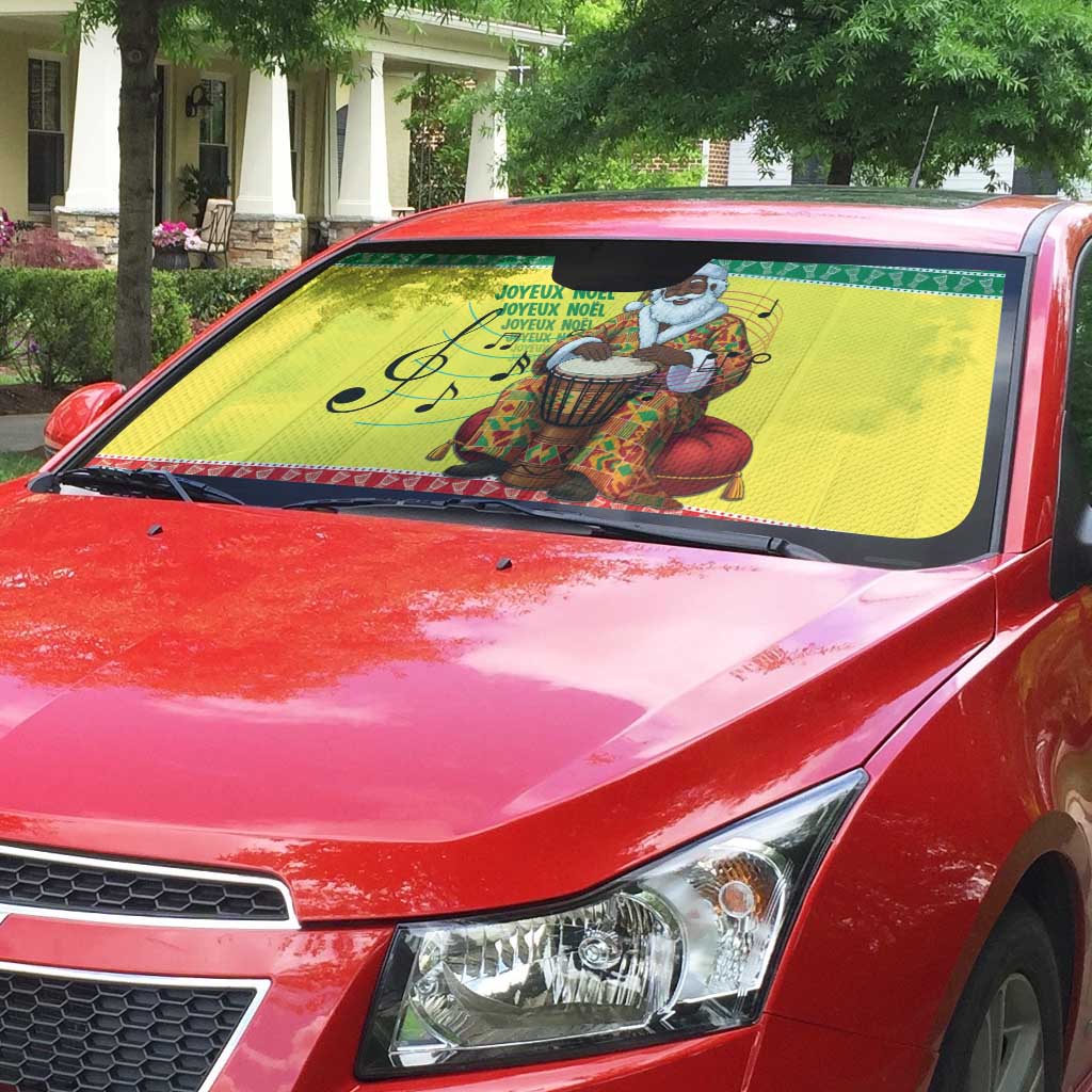 Senegal Christmas Auto Sun Shade Black Santa Playing Djembe Drum - Wonder Print Shop