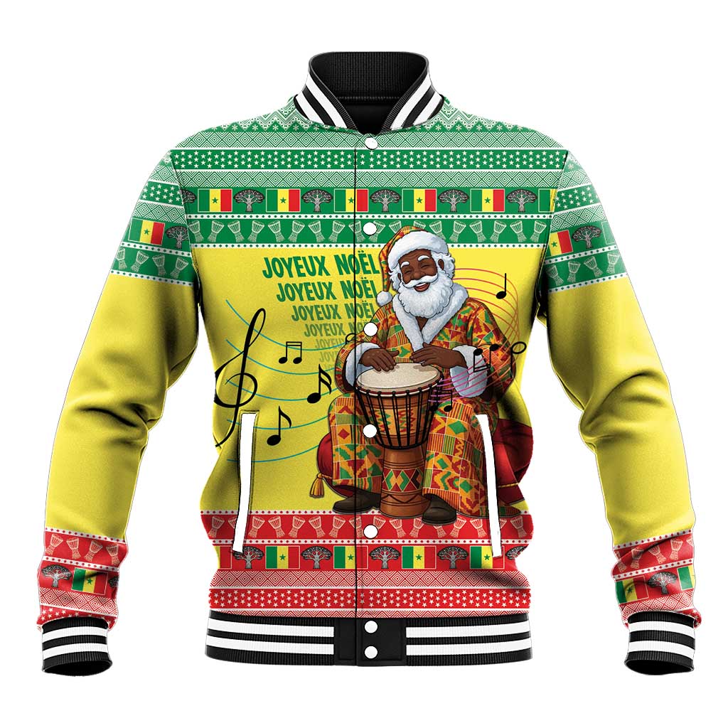 Senegal Christmas Baseball Jacket Black Santa Playing Djembe Drum - Wonder Print Shop