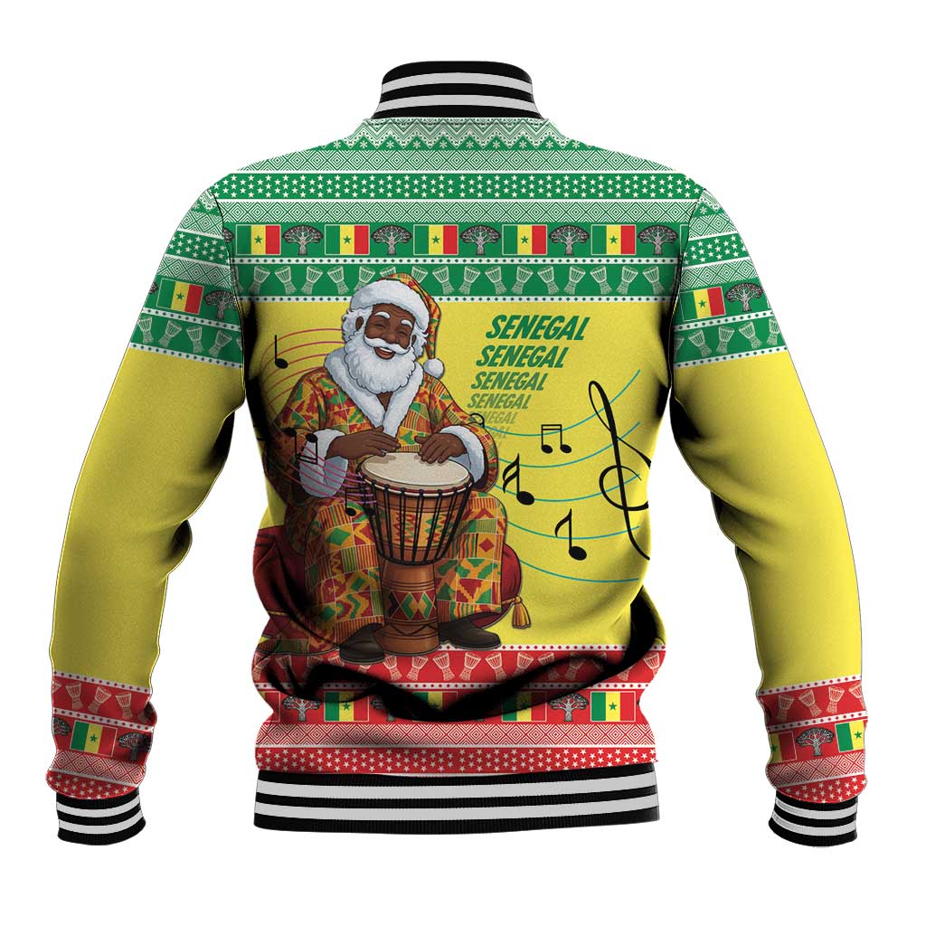 Senegal Christmas Baseball Jacket Black Santa Playing Djembe Drum - Wonder Print Shop