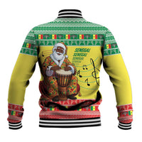 Senegal Christmas Baseball Jacket Black Santa Playing Djembe Drum - Wonder Print Shop