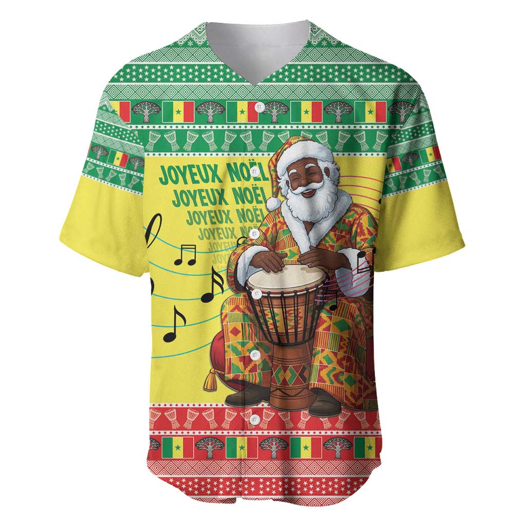 Senegal Christmas Baseball Jersey Black Santa Playing Djembe Drum - Wonder Print Shop