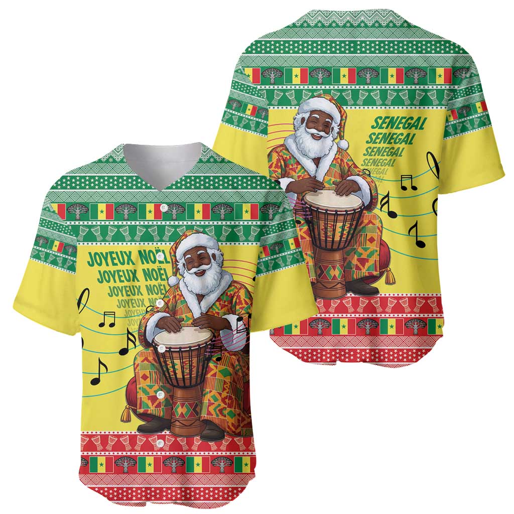 Senegal Christmas Baseball Jersey Black Santa Playing Djembe Drum - Wonder Print Shop