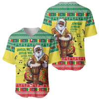 Senegal Christmas Baseball Jersey Black Santa Playing Djembe Drum - Wonder Print Shop