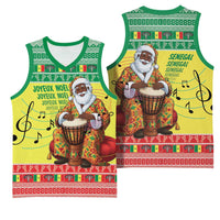 Senegal Christmas Basketball Jersey Black Santa Playing Djembe Drum - Wonder Print Shop