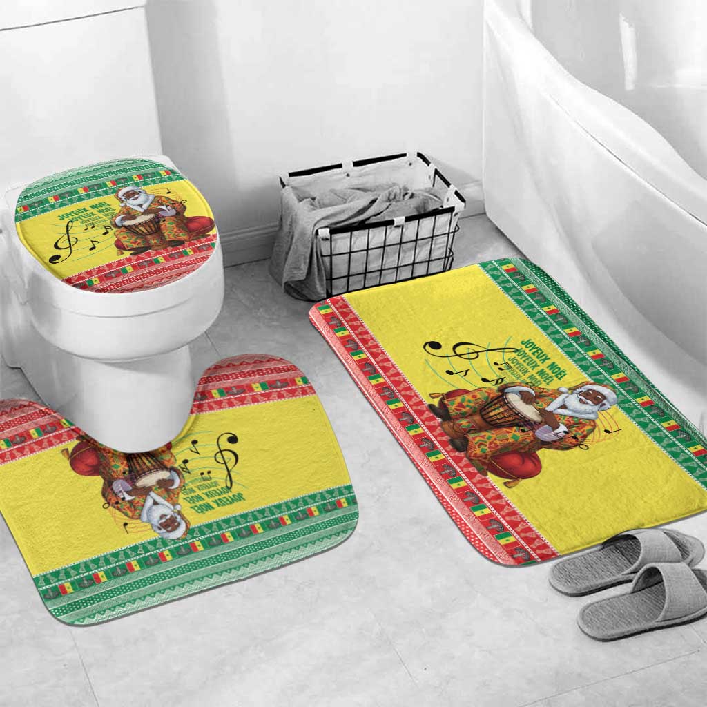 Senegal Christmas Bathroom Set Black Santa Playing Djembe Drum - Wonder Print Shop