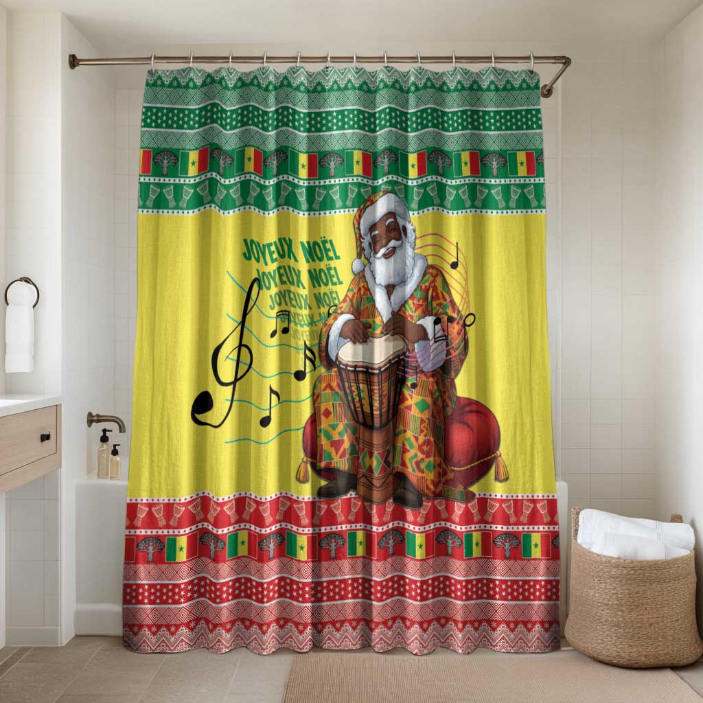 Senegal Christmas Bathroom Set Black Santa Playing Djembe Drum - Wonder Print Shop