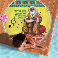 Senegal Christmas Beach Blanket Black Santa Playing Djembe Drum - Wonder Print Shop