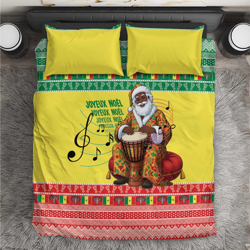 Senegal Christmas Bedding Set Black Santa Playing Djembe Drum - Wonder Print Shop
