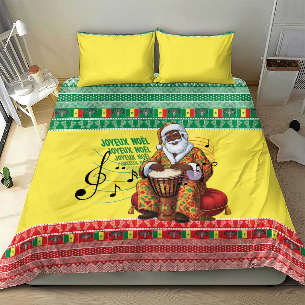 Senegal Christmas Bedding Set Black Santa Playing Djembe Drum - Wonder Print Shop