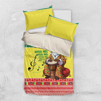 Senegal Christmas Bedding Set Black Santa Playing Djembe Drum - Wonder Print Shop