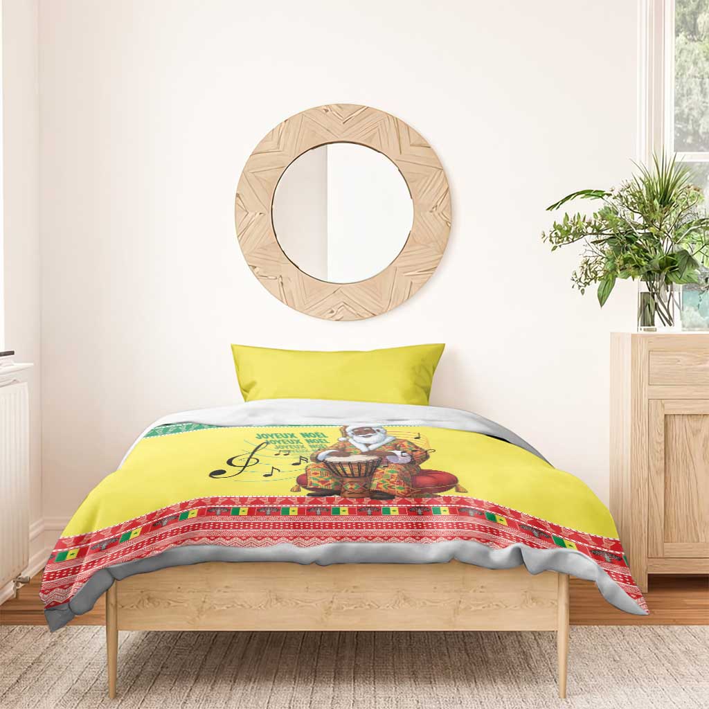 Senegal Christmas Bedding Set Black Santa Playing Djembe Drum - Wonder Print Shop