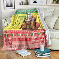 Senegal Christmas Blanket Black Santa Playing Djembe Drum - Wonder Print Shop